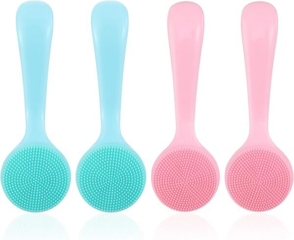 4 Pack Silicone Manual Facial Cleansing Brush, Soft Facial Brushes Waterproof Exfoliating Face Cleaning Brush, Skin Friendly Face Brush for Blackheads Whiteheads Makeup Residues Removal - Image 2