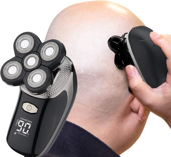Mens Electric Bald Head Razor,Head Shaver for Bald Men Grooming Kit Wet-Dry Rotary Shavers Nose Hair Beard Trimmer Clippers Facial Cleansing Brush Cordless Waterproof USB Charging Rechargeable - Image 2