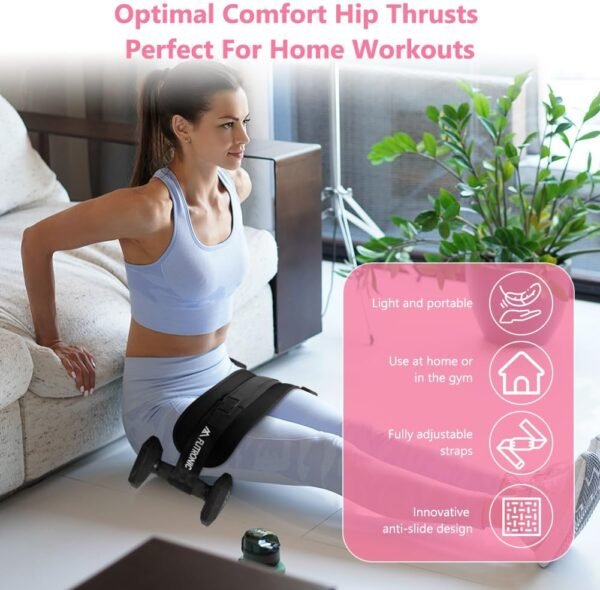 Exercise Hip Thrust Belt, Glute Trainer, Adjustable Hip Thrust Belt with Extra Padding for Dumbbells Kettlebells Gym Fitness Bodybuilding Weightlifting - Image 3