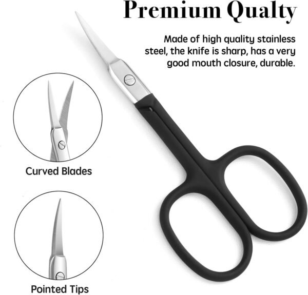 Nose Hair Trimmer for Women and Men, Premium Grooming Scissors with Curved Tip Clippers for Facial Hair,Eyebrow, Nose Hair, Mustache, Beard, Eyelashes, Ear - Image 4