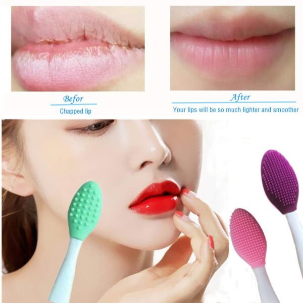 3 Pcs Lip Scrub Brush,Lip Scrubber Exfoliator,Silicone Lip Brush Tool Double-Sided Mini Exfoliating Brush For Men Women Lip Lightening For Dark Lips Exfoliator Scrub Brush - Image 3