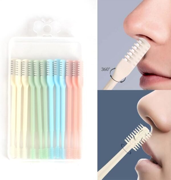 VANANA Nasal Hair Cutter, Manual Nose Hair Trimmer 360 Degree Rotate to Clean Double Sided Head Brush Nose Hair Plucker for Women Men, with Storage Box (12 Pieces, Multicolor) - Image 4