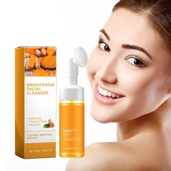 Glow Wash Turmeric Face Wash With Brush,Deep Cleansing Exfoliating Foaming Facial Cleanser. - Image 2