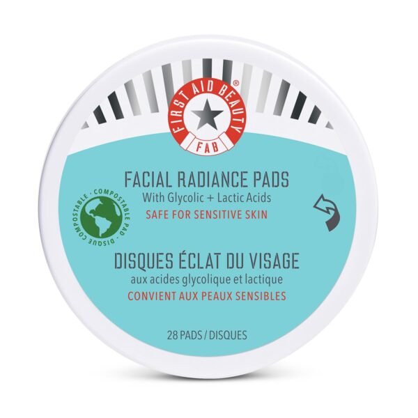 First Aid Beauty - Facial Radiance Pads with Glycolic & Lactic Acids – Daily Exfoliating Pads with AHA that Help Tone & Brighten Skin – Makeup Prep Pads - Compostable for Daily Use – 28 Pads - Image 2