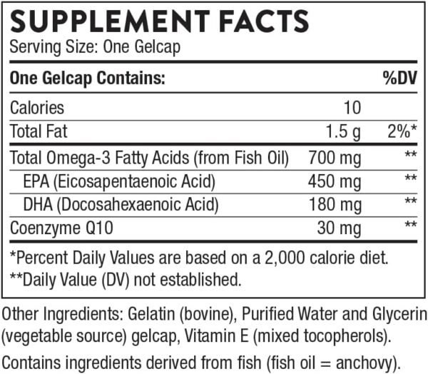 THORNE Omega-3 with CoQ10 - Omega-3 Fatty Acids Supplement with CoQ10 - EPA and DHA - 90 Gelcaps - Image 3