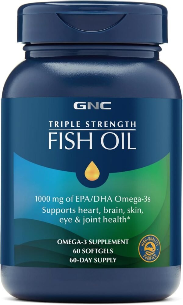GNC Triple Strength Omega 3 Fish Oil 1000mg, 60 Count, Supports Joint, Skin, Eye, and Heart Health - Image 2