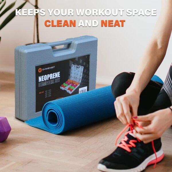 Gymenist Dumbbell Set With Hard Plastic Case Includes 3 Pairs And A Hard Travel Carry Storage Case - Image 4