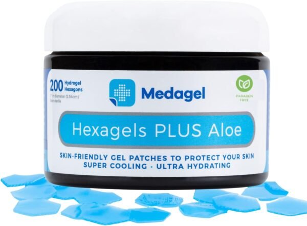 Hexagels® Plus Aloe Vera Paraben Free Hydrogel Pads, Blister Prevention, Protection & Treatment, Instant Cooling & Soothing Relief of Skin Irritations, 200 Hexagon Pads (Paraben Free Formula) - Image 2