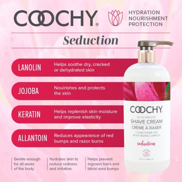 Coochy Intimate Shaving Cream | Shave Conditioner & Moisturizer for Face & Body | Ideal for Sensitive Skin Care, Anti-Bump | Seduction, 32 oz - Image 4