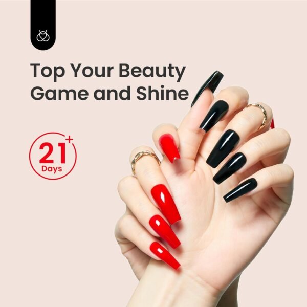 beetles Gel Polish Base Gel Top Coat Set, 2Pcs 15ML/0.5OZ Clear Base Coat No Wipe Top Gel Set Soak Off UV LED Glossy Shine Finish Long Lasting DIY Nail Salon Manicure Gift for Women - Image 6