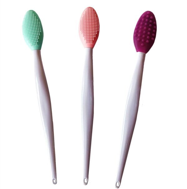 3 Pcs Lip Scrub Brush,Lip Scrubber Exfoliator,Silicone Lip Brush Tool Double-Sided Mini Exfoliating Brush For Men Women Lip Lightening For Dark Lips Exfoliator Scrub Brush - Image 2