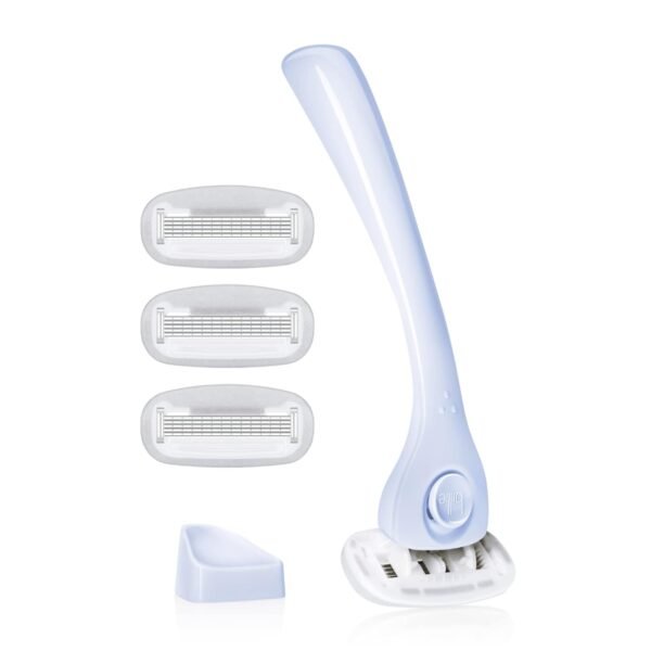 Billie Razors for Women Shave Kit – Women’s Razor + 4 x 5-Blade Razor Refills + Magnetic Holder – Cool Blue & Women’s Razor Refill Blades 5-Blade Cartridges - 4 count - Image 3