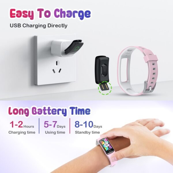 Smart Fitness Tracker Watch for Kids - Boys Girls Waterproof Smartwatch with Pedometer Heart Rate Sleep Tracking Alarm Clock Activity Tracker Calorie Step Counter Watch for Girls Boys Teens - Image 8