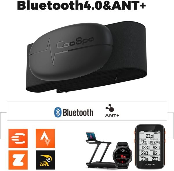 COOSPO Heart Rate Monitor Chest Strap, Bluetooth ANT+ Heart Rate Monitor Chest Sensor with 400H Battery, HRM Works with Strava/Wahoo Fitness/Polar Beat/Peloton/DDP Yoga App - Image 5