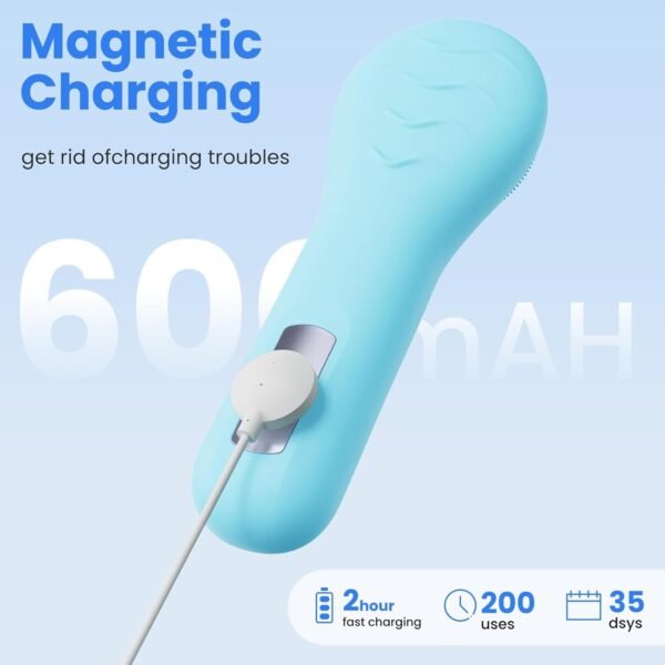Facial Cleansing Brush, IPX7 Waterproof Rechargeable Silicone Face Scrubber, 5 Cleansing Modes Face Brush for Face Exfoliator, Exfoliating and Massaging Face Scrubber Exfoliator -Sky Blue - Image 8