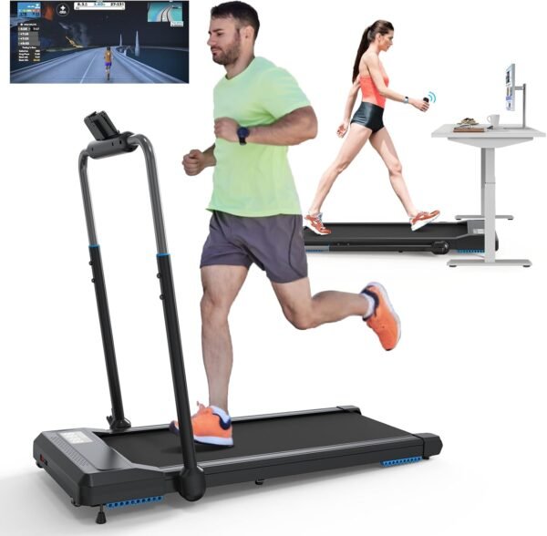 Walking Pad Treadmills with Handle 12% Incline 340+LBS Capacity, Under Desk Treadmill for Home Small Space, Full Assembly Long Stride, Foldable Easy to Move Store, Upright or Under Sofa, with Wheels - Image 2