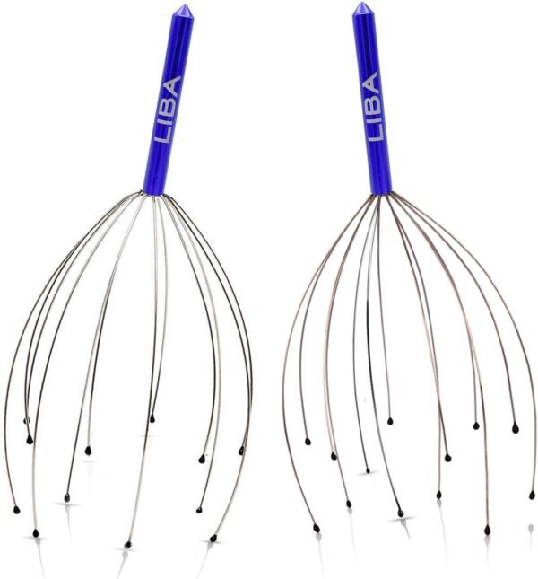LiBa Scalp Massager Tool (2-Pack) for a Rejuvenating Head Hair Scratcher Massage No Painful Scratches, Tangling, or Hair Pulling Wires w/Gentle Rubber Beads (Blue, 12 Wire) - Image 2