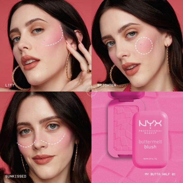 NYX PROFESSIONAL MAKEUP Buttermelt Powder Blush, Fade and Transfer-Resistant Blush, Up to 12HR Make Up Wear, Vegan Formula - For The Butta - Image 6