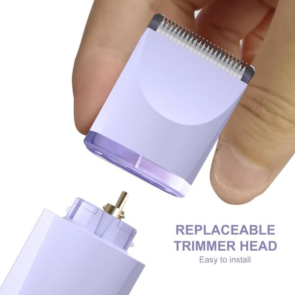 OLOV Electric Body Hair Trimmer - Groin Trimmer for Men - Bikini Trimmer Women - Wet/Dry Shaver Groomer, Replaceable Ceramic Blade Heads, USB Recharge Dock, Waterproof Hygiene Razor,Purple - Image 5