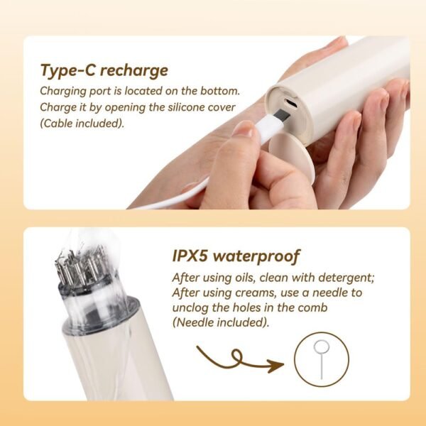 Electric Hair Oil Applicator and Scalp Massager 2 in 1, Latest Scalp Oil Applicator for ALL Hair Essential Oil Serum, Electric Quantitative Oil Dispensing Brush Handheld Hair Oil Dispenser Comb - Image 6