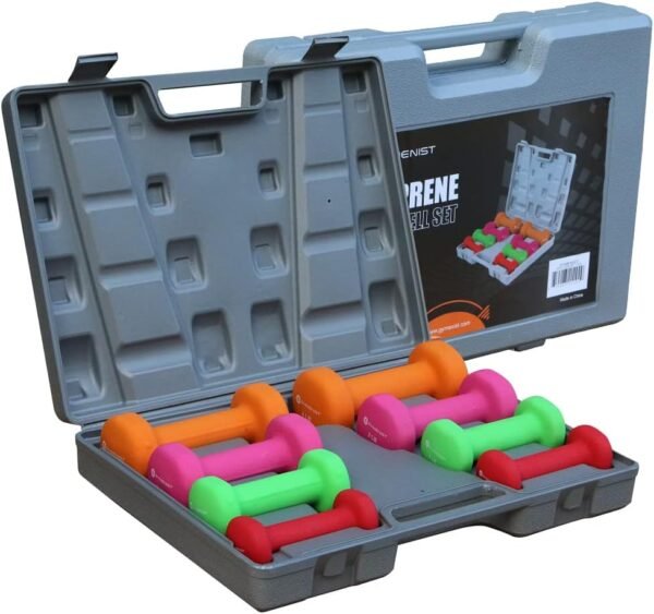 Gymenist Dumbbell Set With Hard Plastic Case Includes 3 Pairs And A Hard Travel Carry Storage Case - Image 2