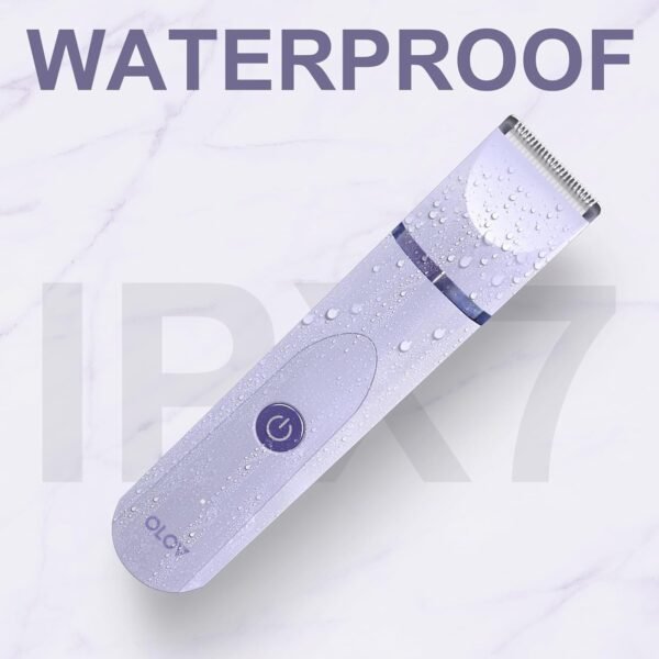 OLOV Electric Body Hair Trimmer - Groin Trimmer for Men - Bikini Trimmer Women - Wet/Dry Shaver Groomer, Replaceable Ceramic Blade Heads, USB Recharge Dock, Waterproof Hygiene Razor,Purple - Image 7