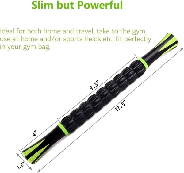Sportneer Muscle Roller Stick - Massage Stick for Athletes - Reducing Soreness and Muscle Strain, Soothing Legs Cramps - Physical Therapy & Body Recovery - Black Green - Image 6