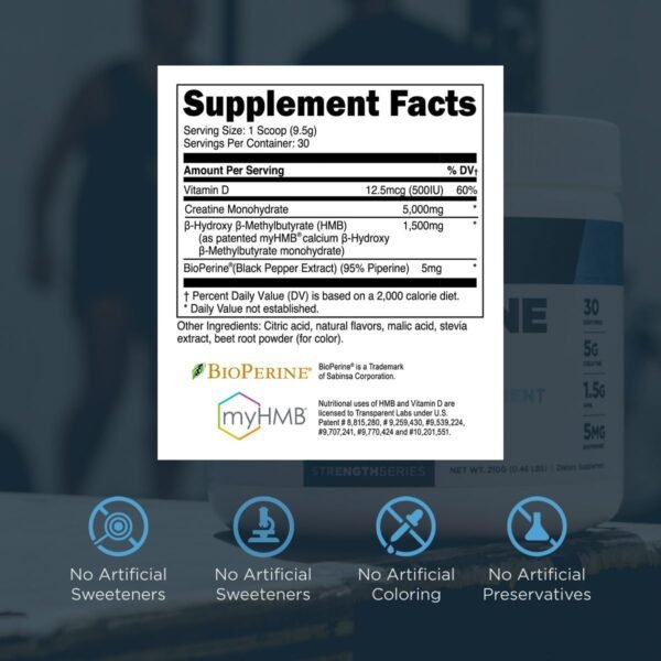 Transparent Labs Creatine HMB - Creatine Monohydrate Powder with HMB for Muscle Growth, Increased Strength, Enhanced Energy Output, and Improved Athletic Performance - 30 Servings, Strawberry Lemonade - Image 4