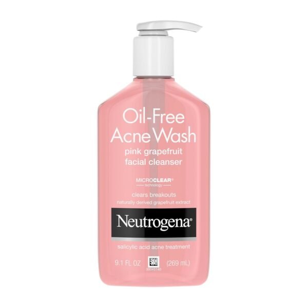 Neutrogena Oil-Free Salicylic Acid Pink Grapefruit Pore Cleansing Acne Wash and Facial Cleanser with Vitamin C, 9.1 fl. oz - Image 2