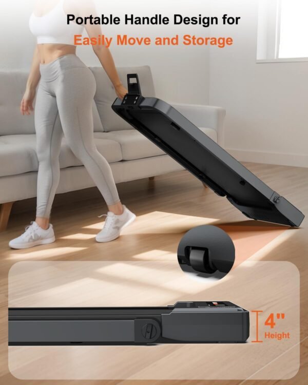 Walking Pad with Handle Bar, Walking Pad Treadmill 300 lb Capacity Under Desk Treadmill, Walking Treadmills for Home Small, Mini Foldable Treadmill with Remote Control - Image 8
