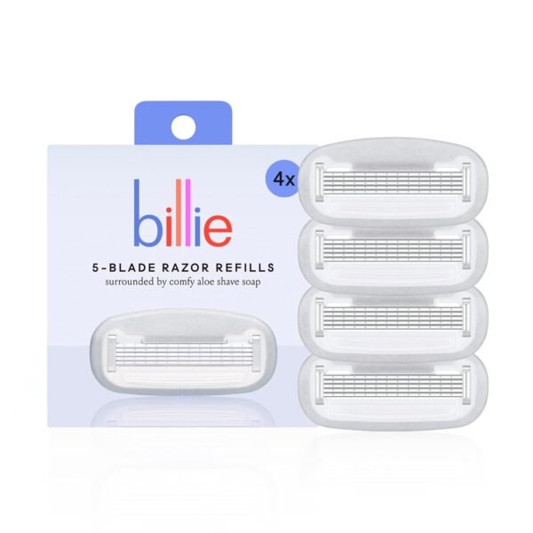 Billie Razors for Women Shave Kit – Women’s Razor + 4 x 5-Blade Razor Refills + Magnetic Holder – Cool Blue & Women’s Razor Refill Blades 5-Blade Cartridges - 4 count - Image 6