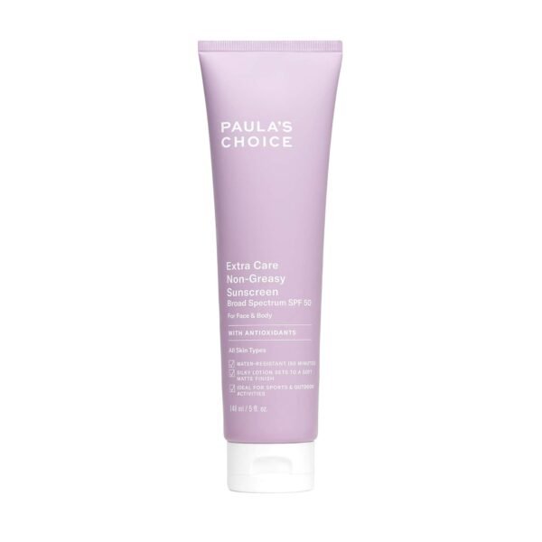 Paula's Choice Extra Care Non Greasy, Oil Free Face & Body Sunscreen SPF 50, UVA & UVB Protection, Water & Sweat Resistant, 5 Ounce - Image 2