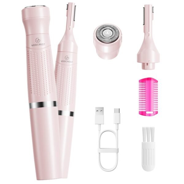 Women's Eyebrow Trimmer & Facial Hair Remover, 2 in 1, Double Rotating Blades, Safe, Painless, Hypoallergenic, Rechargeable, USB Charging - Image 2