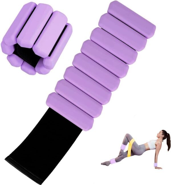 Wrist and Ankle Weights Set of 2(1Lbs Each) Adjustable Silicone Wrist Bangles for Women's and Men Home Gym, Walking, Running and Yoga Strength Training with Resistance Bands as Gift - Image 2