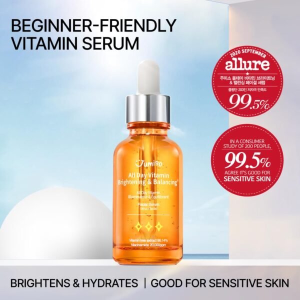 JUMISO All Day Vitamin Serum, Brightening & Balancing Facial Serum 30ml, 1.01 fl oz, 86.14% of Vitamin Tree Extract, 20,000ppm of Niacinamide - Image 3