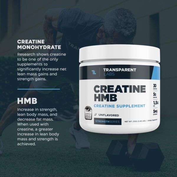Transparent Labs Creatine HMB - Creatine Monohydrate Powder with HMB for Muscle Growth, Increased Strength, Enhanced Energy Output, and Improved Athletic Performance - 30 Servings, Strawberry Lemonade - Image 5