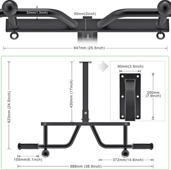 Kipika Heavy Duty Wall Mounted Pull Up Bar, Multifunctional Chin Up Bar, Adjustable Pull Up Bands for Chin Ups, Body Workout Home Gym System, Punching Bag Hanger, Resistance Bands Training - Image 8