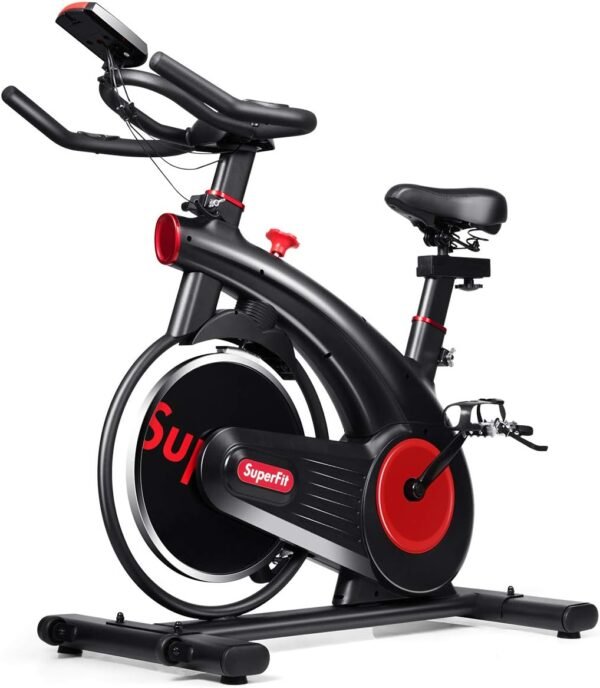 GYMAX Indoor Exercise Cycling Bike, Stationary Bike with 20lbs Steel Flywheel & Heart Rate Monitor, Silent Operation for Home, Gym, Office - Image 2