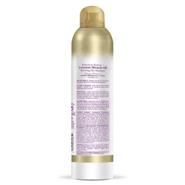 OGX Extra Strength Refresh Restore + Dry Shampoo, Coconut Miracle Oil, 5 Ounce - Image 3