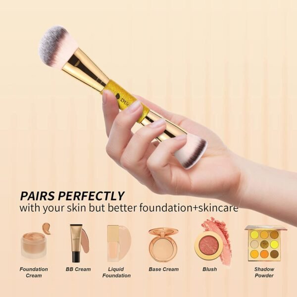 DUcare Foundation Brush Contour Bronzer Makeup Brush Double Ended Self Tanner Brush Sculpting Brush for Blending Liquid Powder Concealer Cream Cosmetics Blush Buffe - Image 7