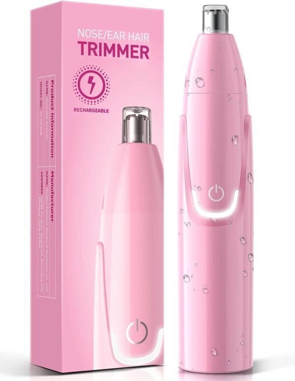 ZORAMI Rechargeable Ear and Nose Hair Trimmer - 2025 Professional Painless Eyebrow & Facial Hair Trimmer for Men Women, Powerful Motor and Dual-Edge Blades for Smoother Cutting Pink - Image 2