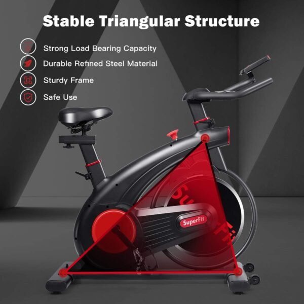 GYMAX Indoor Exercise Cycling Bike, Stationary Bike with 20lbs Steel Flywheel & Heart Rate Monitor, Silent Operation for Home, Gym, Office - Image 9