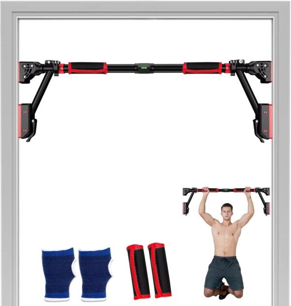 Pull Up Bar - Iwondgym Two-way Support Pullup Bar for Doorway with Dual Security Locking & No Screws, Strength Training Chin up Bar for Home Gym with Level Meter & Adjustable Width, Max Load 880 LBS - Image 2