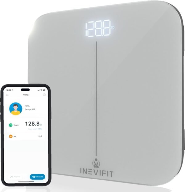 INEVIFIT Smart Premium Bathroom Scale, Highly Accurate Bluetooth Digital Bathroom Body Weight Scale, Precisely Measures Weight & BMI for Unlimited Users - Image 2