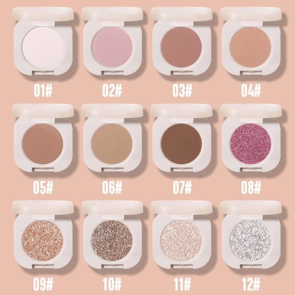 Monochrome Glittler Eyeshadow, light Shimmer eyeshadow, pressed glitter eyeshadow, Glittler Matte Pressed Powder Single Vegan Eyeshadow; Talc, Paraben & Cruelty Free, Slive Glitter (12) - Image 5
