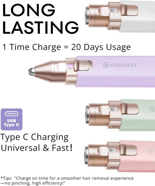 Eyebrow Hair Trimmer: Rechargeable Facial Hair Removal Device for Removing Unwanted Peach Fuzz from Lips Chin Neck As Well As Shaping Eyebrows - Image 6