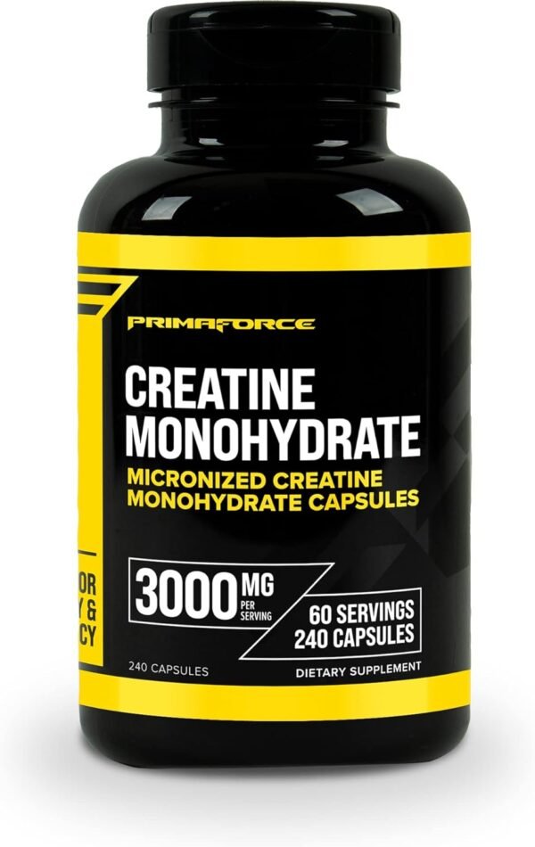 Primaforce Creatine Monohydrate Capsules - 240 Capsules, 3,000mg per Serving, Gluten Free and Non-GMO - Image 2