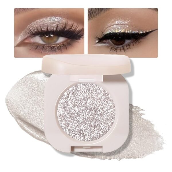 Monochrome Glittler Eyeshadow, light Shimmer eyeshadow, pressed glitter eyeshadow, Glittler Matte Pressed Powder Single Vegan Eyeshadow; Talc, Paraben & Cruelty Free, Slive Glitter (12) - Image 2