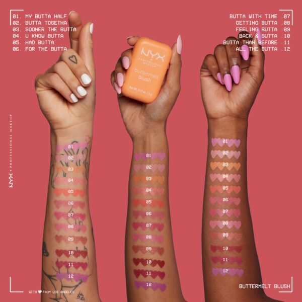 NYX PROFESSIONAL MAKEUP Buttermelt Powder Blush, Fade and Transfer-Resistant Blush, Up to 12HR Make Up Wear, Vegan Formula - For The Butta - Image 8
