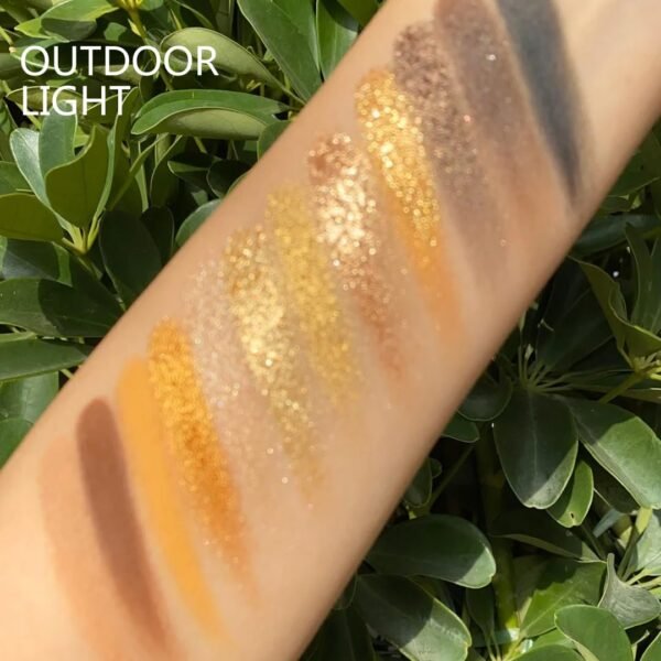 KYDA 12 Colors Golden Eyeshadow Palette, Ultra-rich Glitter Gold Eyeshadow, Matte Neutral Nude Smokey Eyeshadow Palette, Smooth Blendable Pigment, Good as Golden Eyeshadow Palette - Image 7